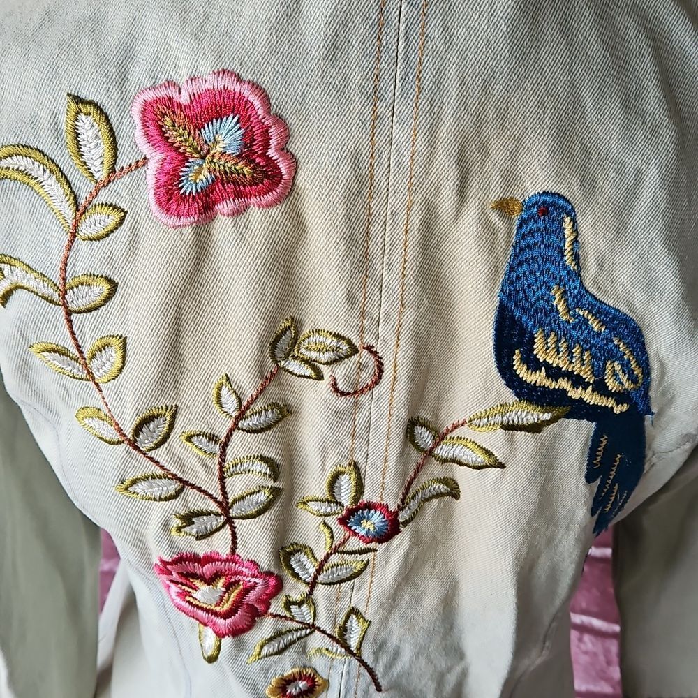 Candie's Denim Embrodered Bohemian Denim Jacket - Picture 8 of 13